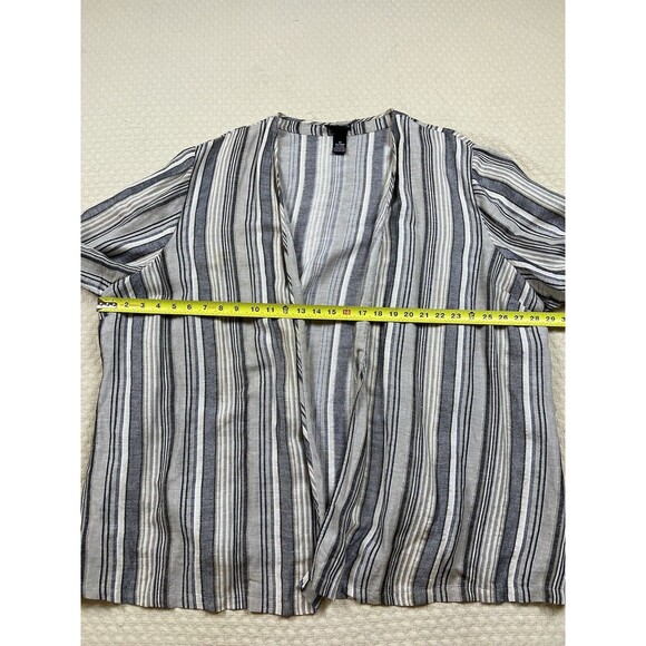 Maggie Barnes Open Cardigan Linen Blend Striped Beach Lagenlook | Womens Size 3X - Picture 10 of 10